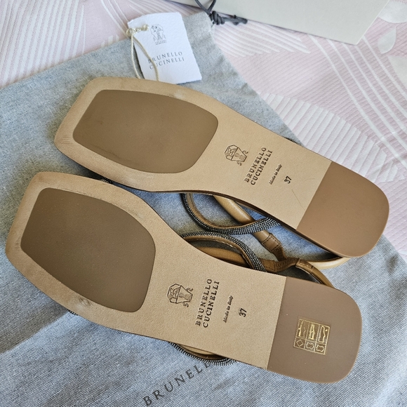 Brunello Cucinelli monili-embellished leather slingback sandals - Picture 5 of 8